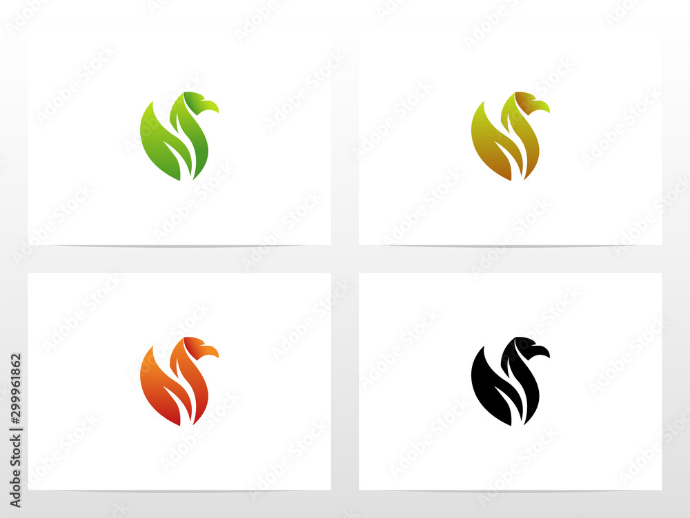 Fototapeta premium Bird With Leaf Wing Logo Design