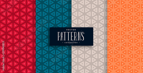 geometric triangle patterns set and four colors