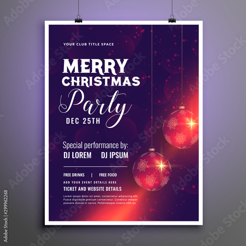 merry christmas party celebration flyer design template