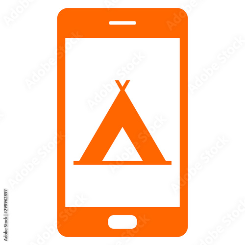 Zelt und Smartphone
