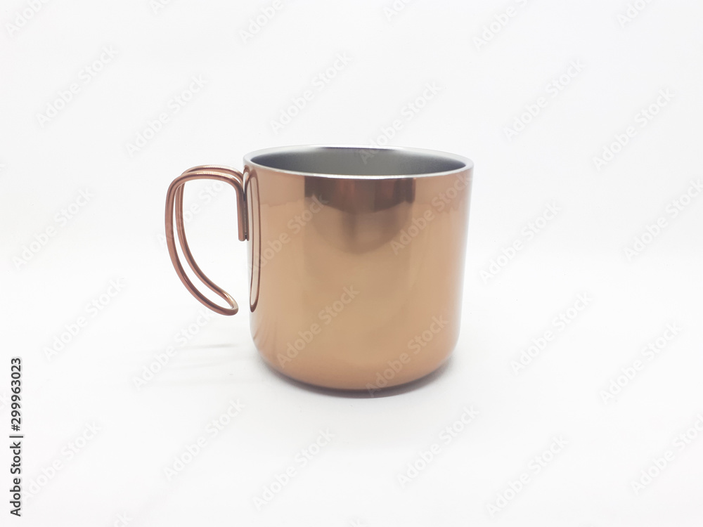 Elegant Metallic Gold Silver Coffee Tea Cup in White Isolated Background Elegant Metallic Gold Silver Coffee Tea Cup in White Isolated Background