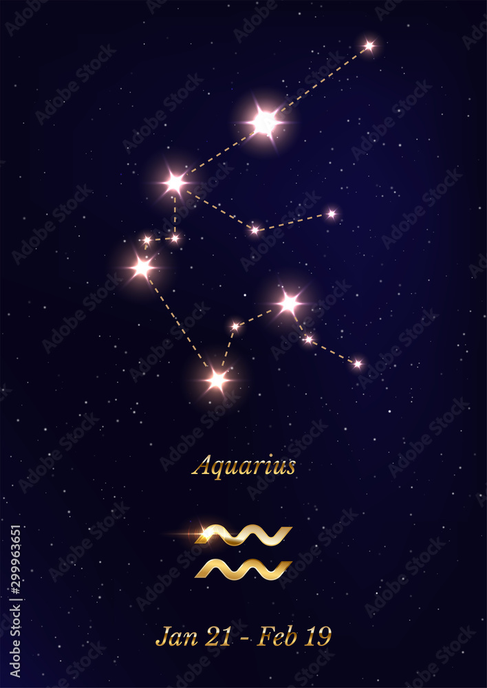 Aquarius constellation vector poster template Stock Vector | Adobe Stock