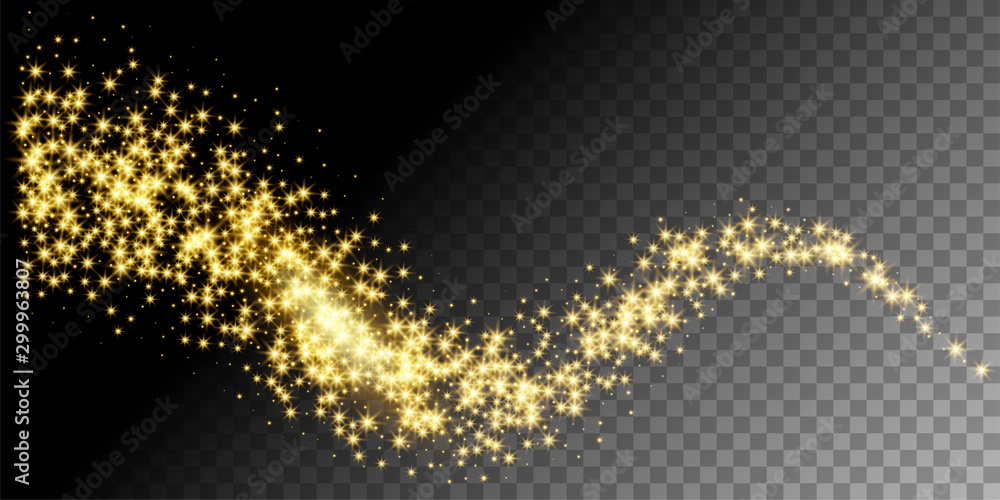 Golden glittering star way vector illustration - obrazy, fototapety, plakaty 
