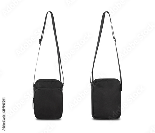 Vászonkép Black pocket bag isolated on white background with clipping path.