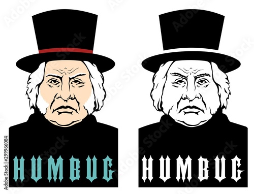 Humbug. Illustration of Scrooge for curmudgeons at Christmas time.