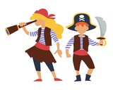 Children in pirates costume kids birthday party or carnival
