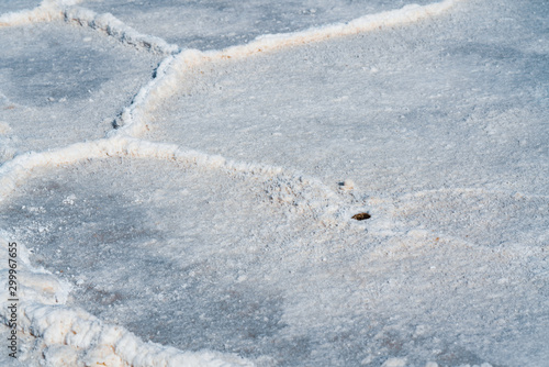 Death Valley National Park, California. Surreal salt of Badwater Basin. Salt crystals close up