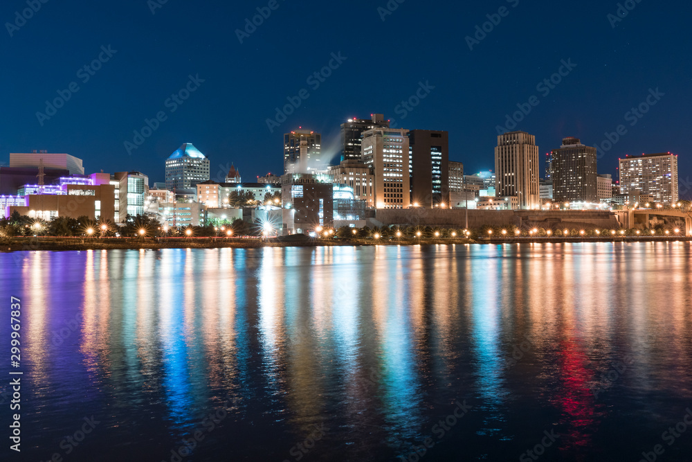 St. Paul, Minnesota night skyline along the Mississippi River St. Paul, Minnesota night skyline along the Mississippi River