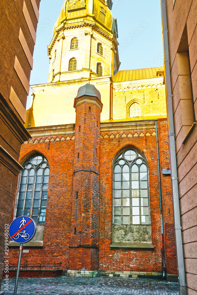 Facade of St Peter church in Riga