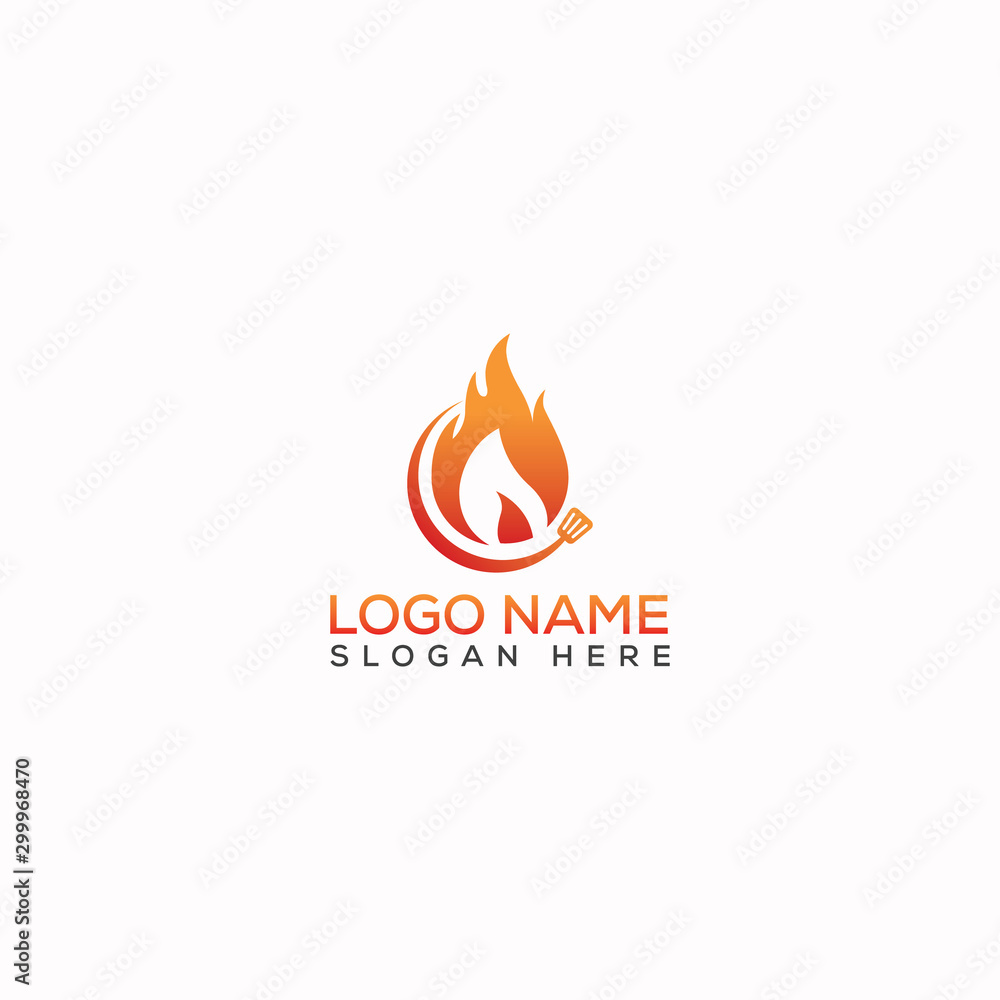 Flame/Restaurant logo design template full vector Flame/Restaurant logo design template full vector