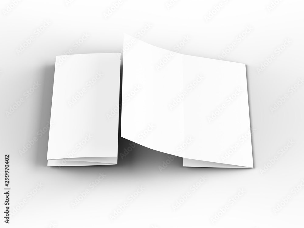 Brochure in A4 format folded to three - mockup. 3d illustartion Brochure in A4 format folded to three - mockup. 3d illustartion
