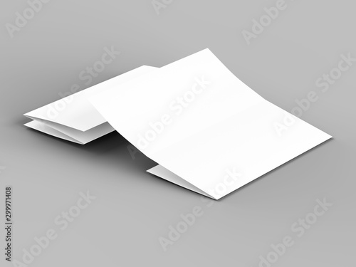 Brochure in A4 format folded to three - mockup. 3d illustartion