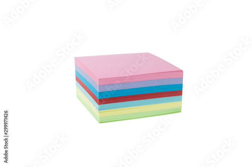 colorful sticky notes stacking isolated on white background with clipping path.