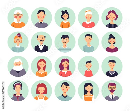 People avatars genealogical family tree elements isolated icons