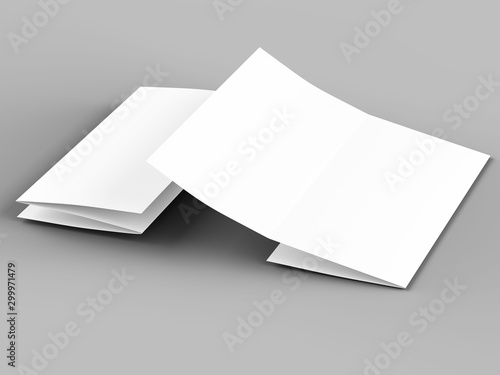 Brochure in A4 format folded to three - mockup. 3d illustartion