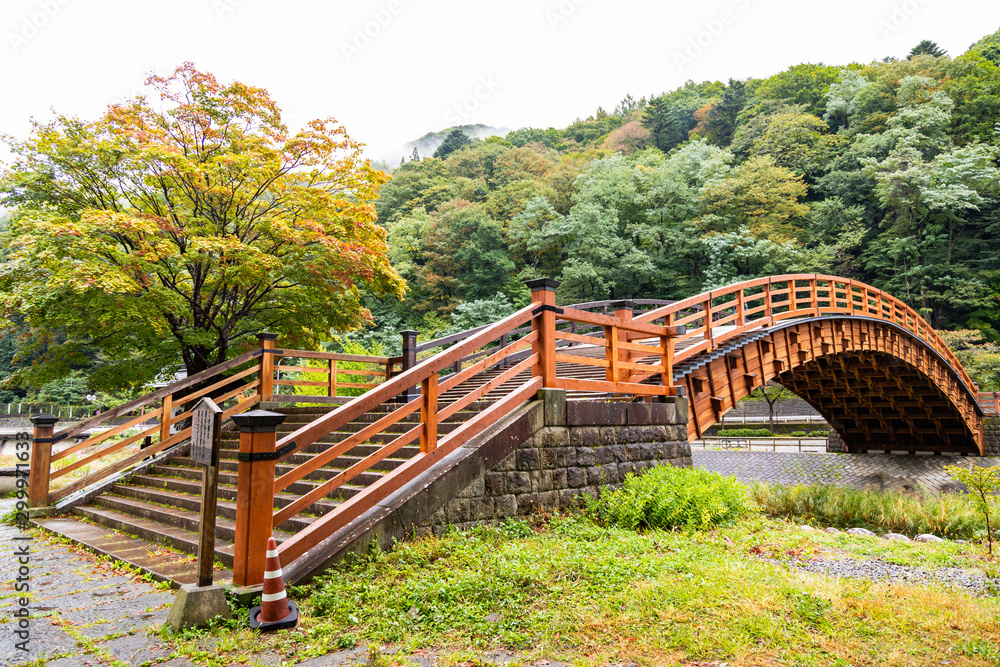 Kiso Ohashi,.this bridge crosses the Narai River in Kiso valley, Shiojiri, Nagano, Japan.