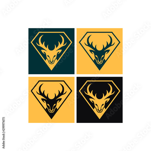 Deer head icon silhouette logo design minimalist template with polygon