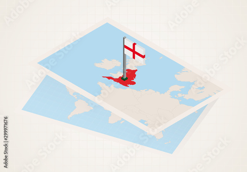 England selected on map with isometric flag of England.
