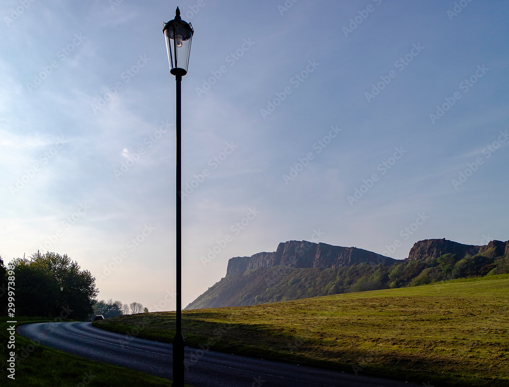 Arthur's Seat with lamp post