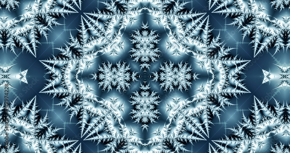 winter abstract background consisting of fractal snow geometric shapes on a blue background winter abstract background consisting of fractal snow geometric shapes on a blue background
