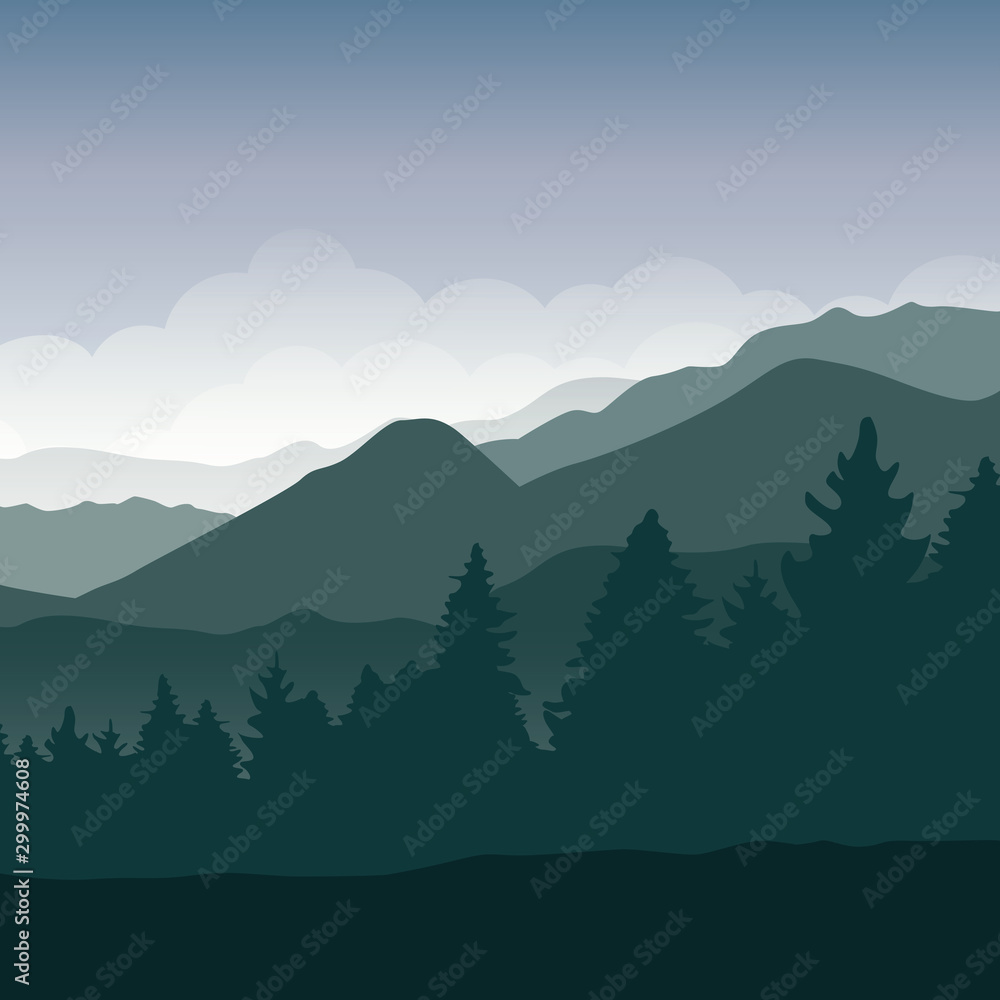 green forest mountain landscape background vector illustration EPS10