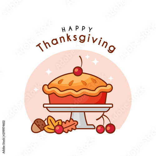  Illustration of cherry pie for thanksgiving