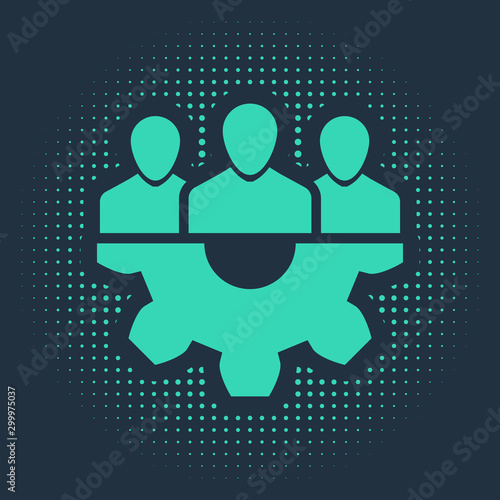 Green Project team base icon isolated on blue background. Business analysis and planning, consulting, team work, project management. Developers. Abstract circle random dots. Vector Illustration photo