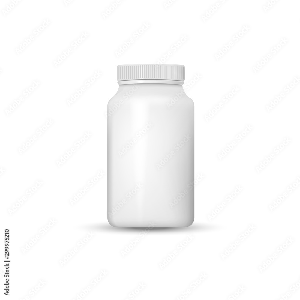 Realistic plastic bottle medical isolated on white background. Vector illustration. Realistic plastic bottle medical isolated on white background. Vector illustration.