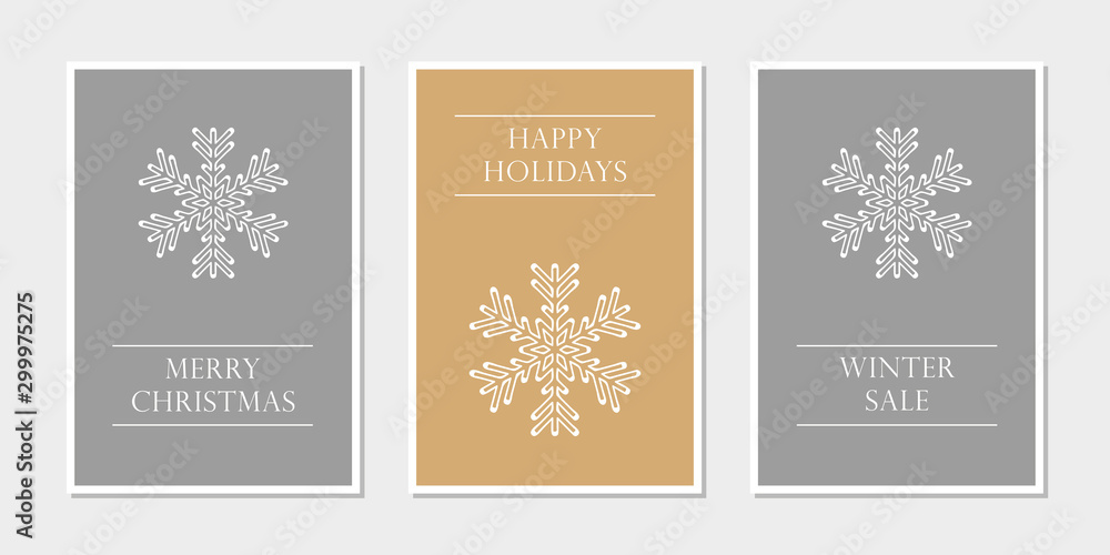 set of christmas greeting cards with snowflake vector illustration EPS10