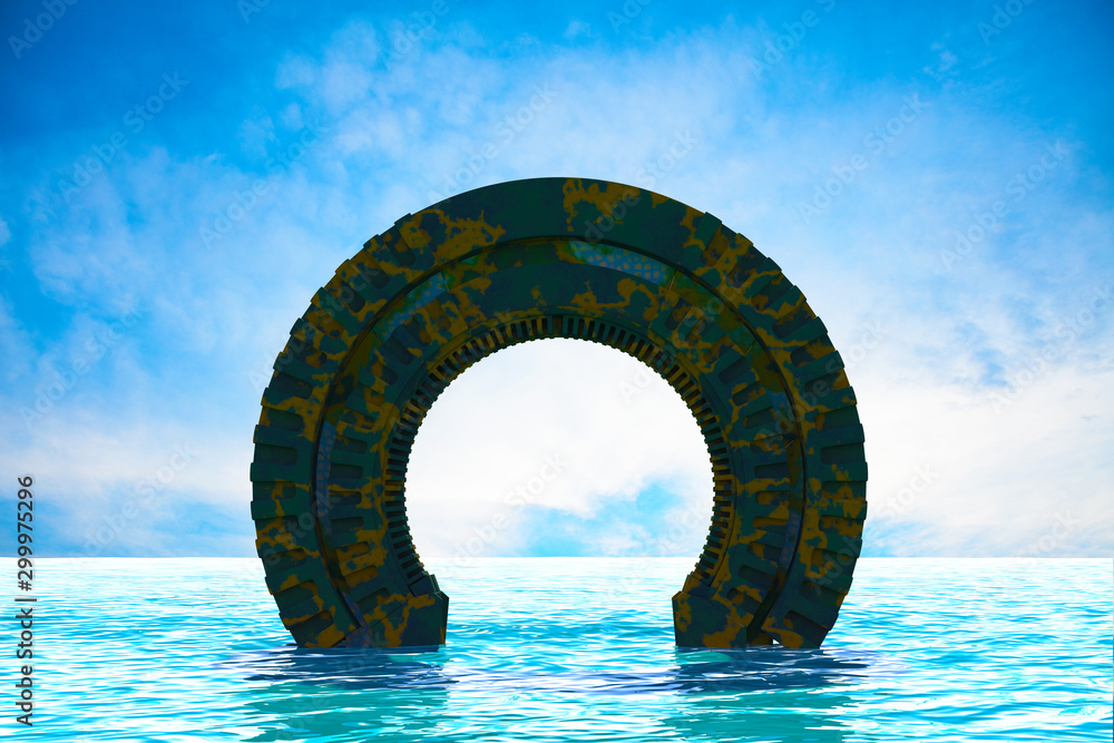 Fototapeta premium Space Gate into other world 3d rendering