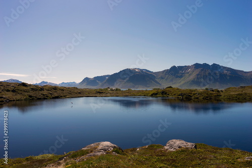 Fototapeta Naklejka Na Ścianę i Meble -  Lake near a fishing village Hovsund, Norway