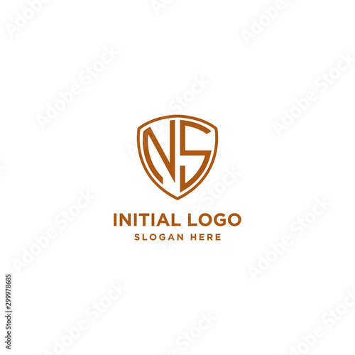 Free Download NS Shield Logo Letter Initial Logo Designs Template with Gold and White Background - GFXLoad