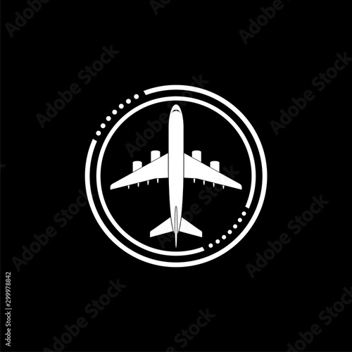 Fototapeta Naklejka Na Ścianę i Meble -  Airplane, Plane icon isolated on black background