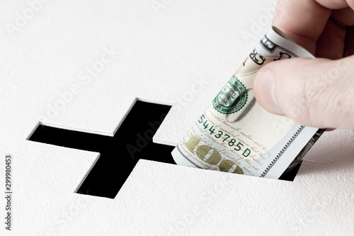 Obraz na plátně Concept of generous church donations and charity activity