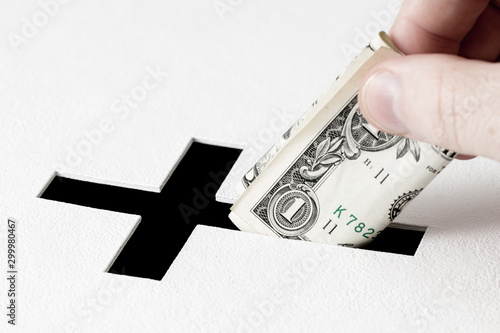 Quadro su tela Concept of church donations and charity activity