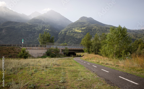 Velodoire bicycle path next to Pollein, Aosta Valley, Italy photo