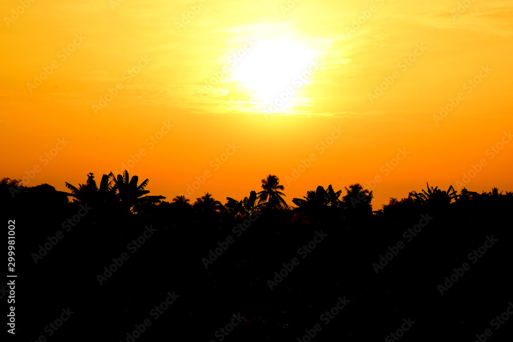 Scenic View Of Sea Against Orange Sky 