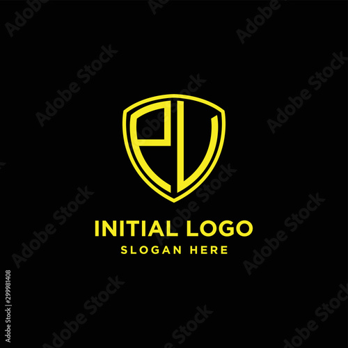 Inspiring company logo designs from the initial letters of the PV shield logo icon. -Vectors