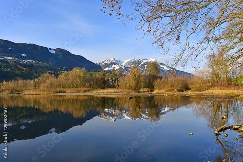lake in autumn and reflection 