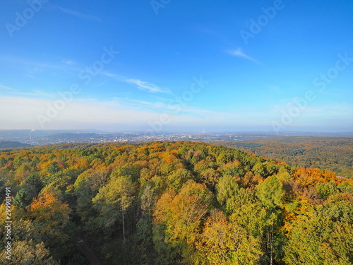 Blick vom Schwarzenberturm   ber den Stadtwald auf Saarbr  cken