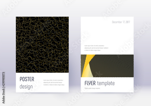 Minimalistic cover design template set. Gold abstr
