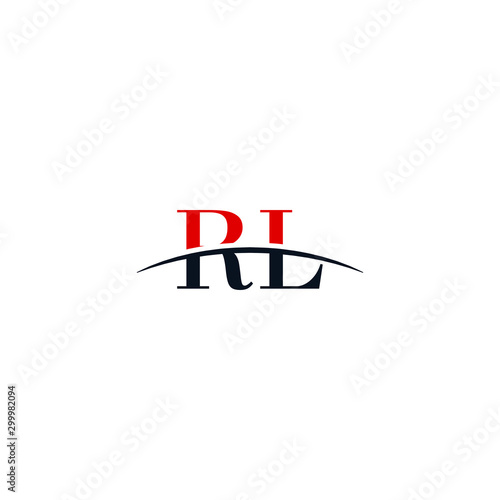 Initial letter RL, overlapping movement swoosh horizon logo company design inspiration in blue and grey color vector