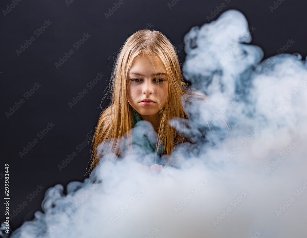 Portrait of the girl in the smoke