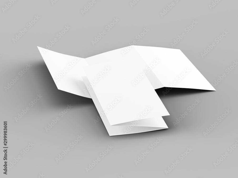 Brochure in A4 format folded to three - mockup. 3d illustartion Brochure in A4 format folded to three - mockup. 3d illustartion