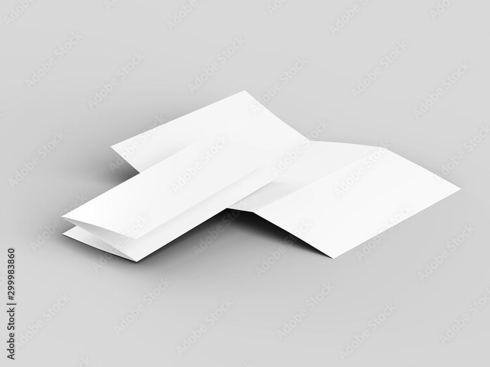 Brochure in A4 format folded to three - mockup. 3d illustartion Brochure in A4 format folded to three - mockup. 3d illustartion