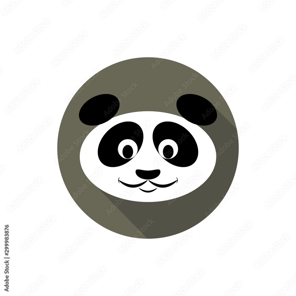 Black and white panda icon in flat style with shadow isolated on white background Black and white panda icon in flat style with shadow isolated on white background