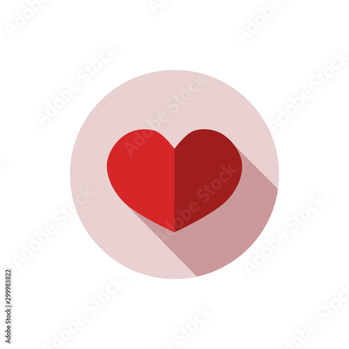 Red heart icon in flat styl...