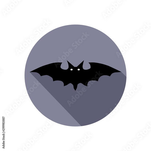 Black bat icon in flat styl...