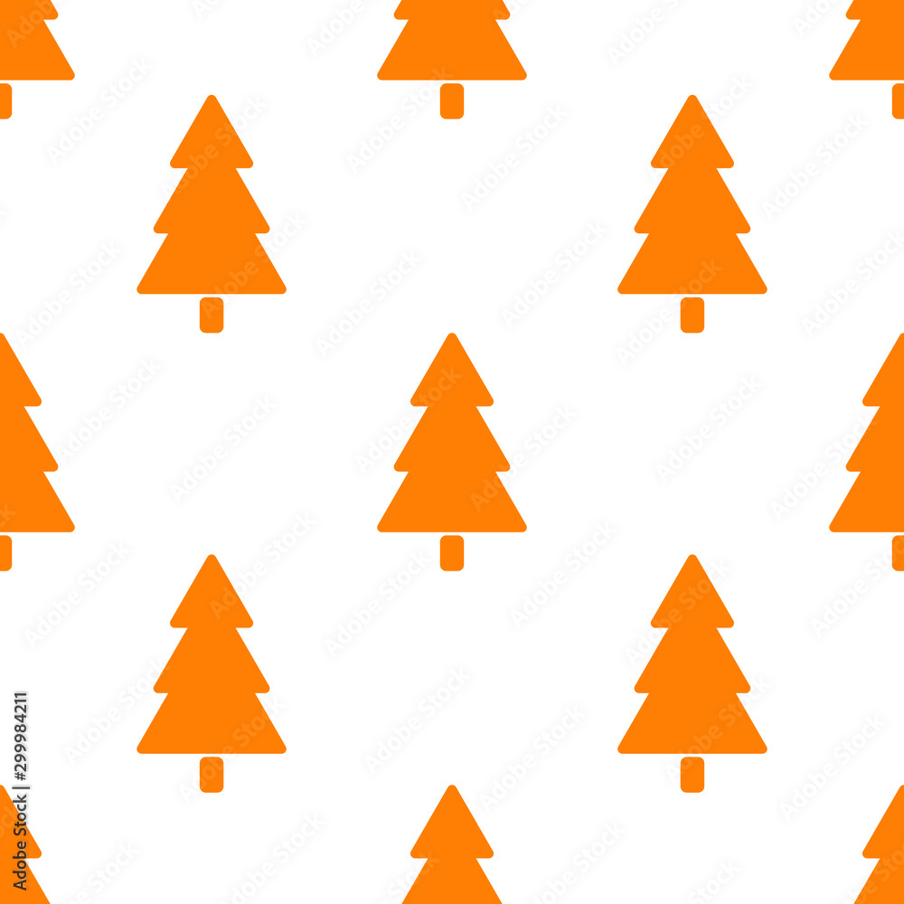 Obraz premium orange color pine tree seamless pattern. isolated vector design