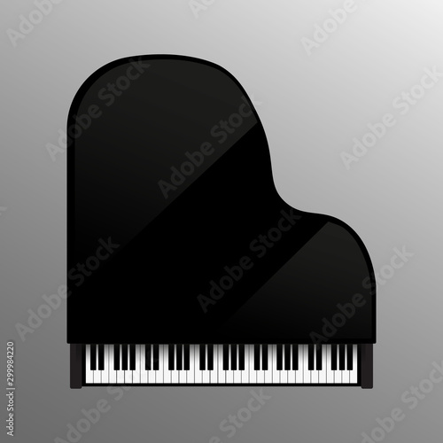Black grand piano top view. Vector Illustration.
